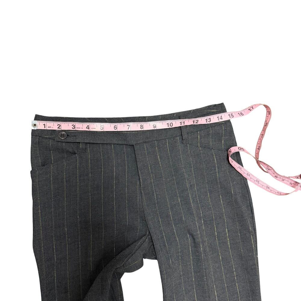 Vintage Y2K Bisou Bisou Gray Low Rise Dress Pants with Gold Pinstripes Size 4 - Picture 5 of 6